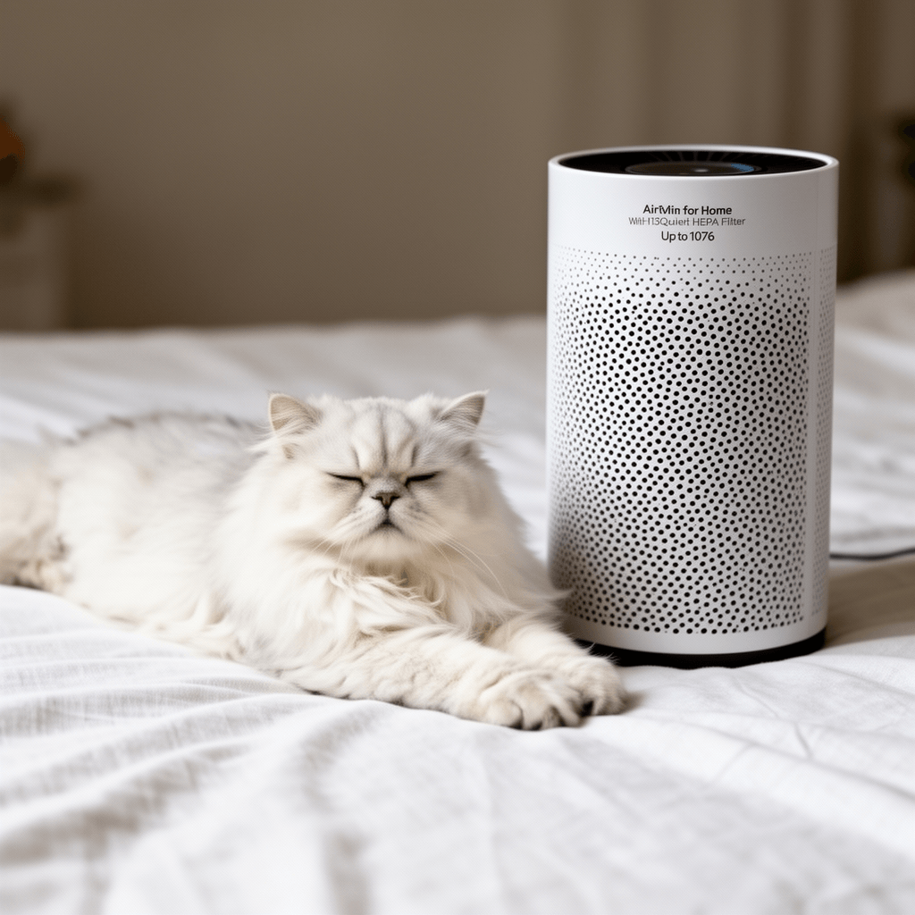 Air Purifiers for Home with H13 Quiet HEPA Filter Up to 1076 with cat - professional product lifestyle photo