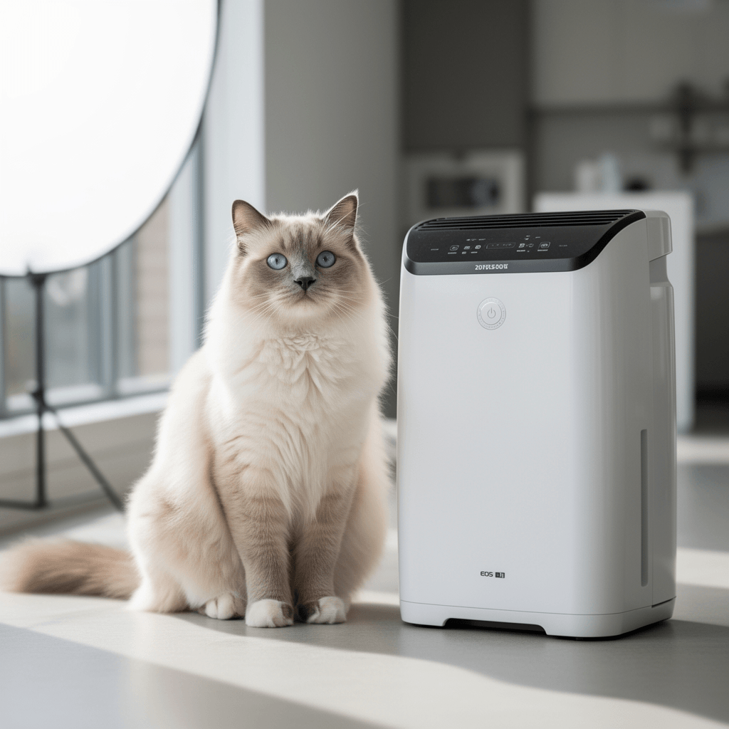 2000 Sq.Ft Dehumidifier for Basement with cat - professional product lifestyle photo