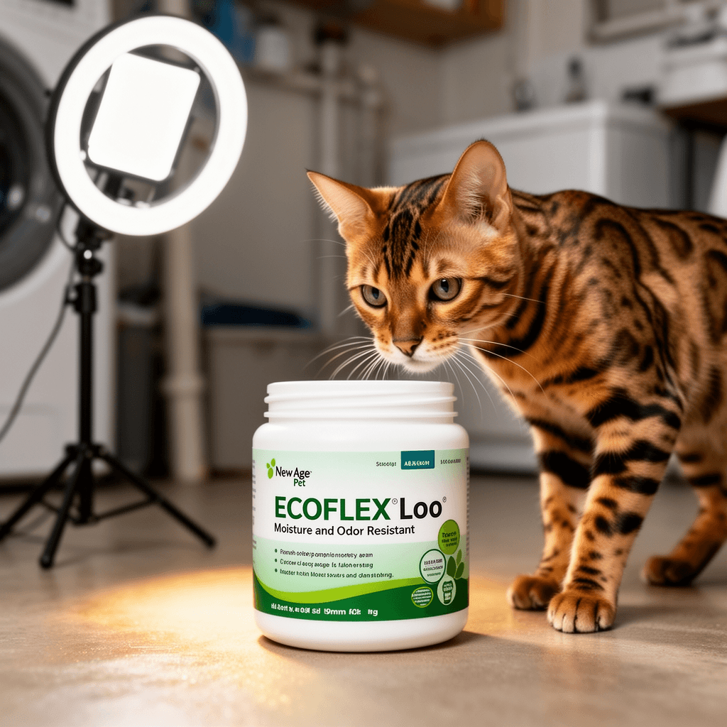 New Age Pet ECOFLEX Litter Loo Moisture and Odor Resistant with cat - professional product lifestyle photo