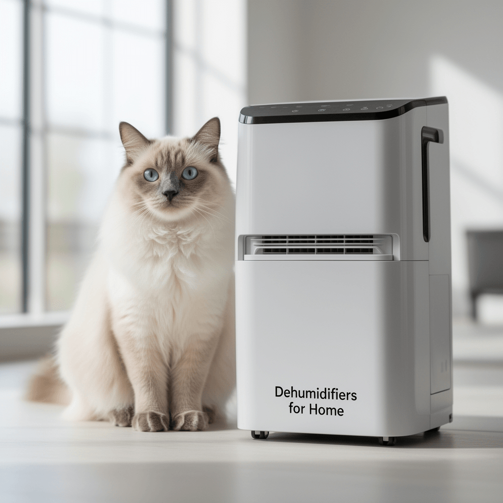 Dehumidifiers for Home with cat - professional product lifestyle photo
