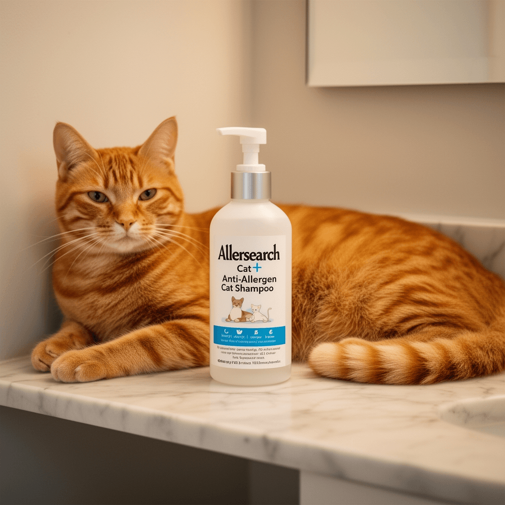 Cat Waterless Shampoo - No Rinse Formula for Quick Clean with cat - professional product lifestyle photo