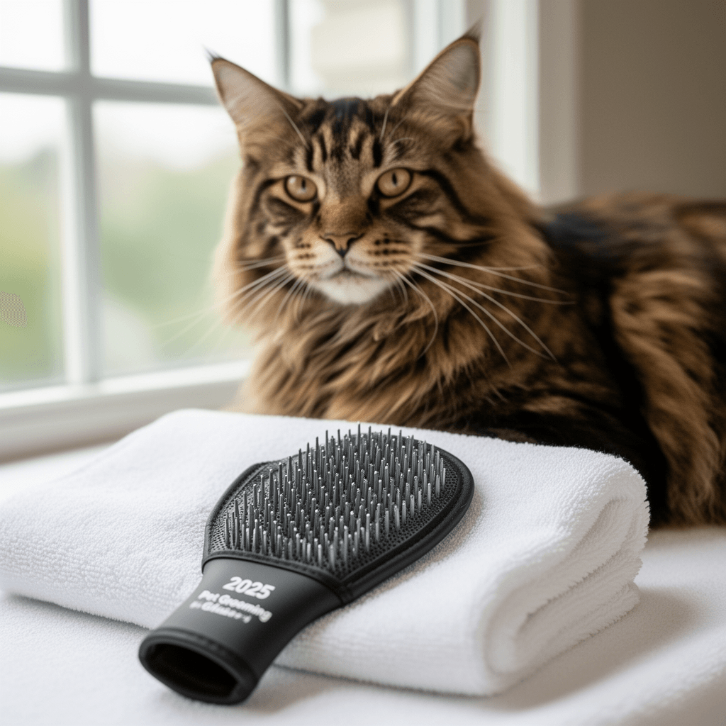 Four Paws Magic Coat Professional Series Love Glove Silicone with cat - professional product lifestyle photo