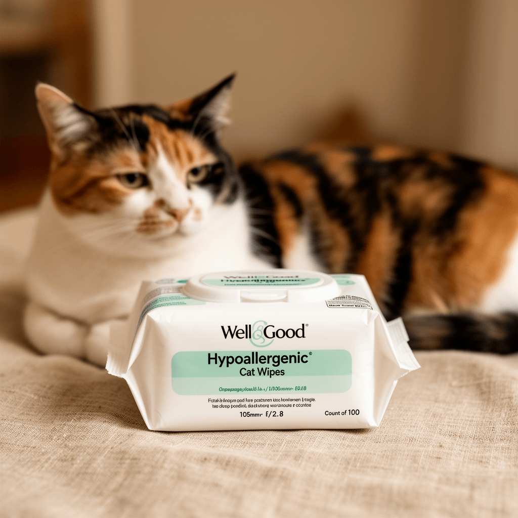 Earth Rated Pet Wipes for Dogs and Cats with cat - professional product lifestyle photo