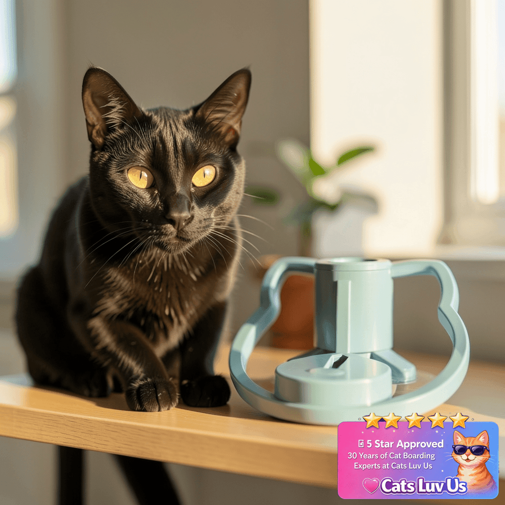 Cat Water Fountain Stand with cat - professional product lifestyle photo