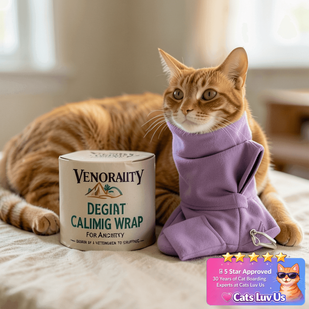 Veterinary-Designed Cat Calming Wrap for Anxiety with cat - professional product lifestyle photo