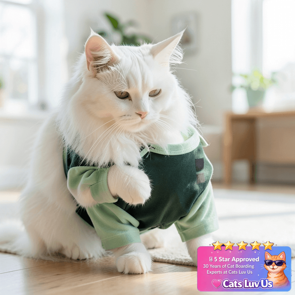 Cat Anxiety Relief Clothes with cat - professional product lifestyle photo