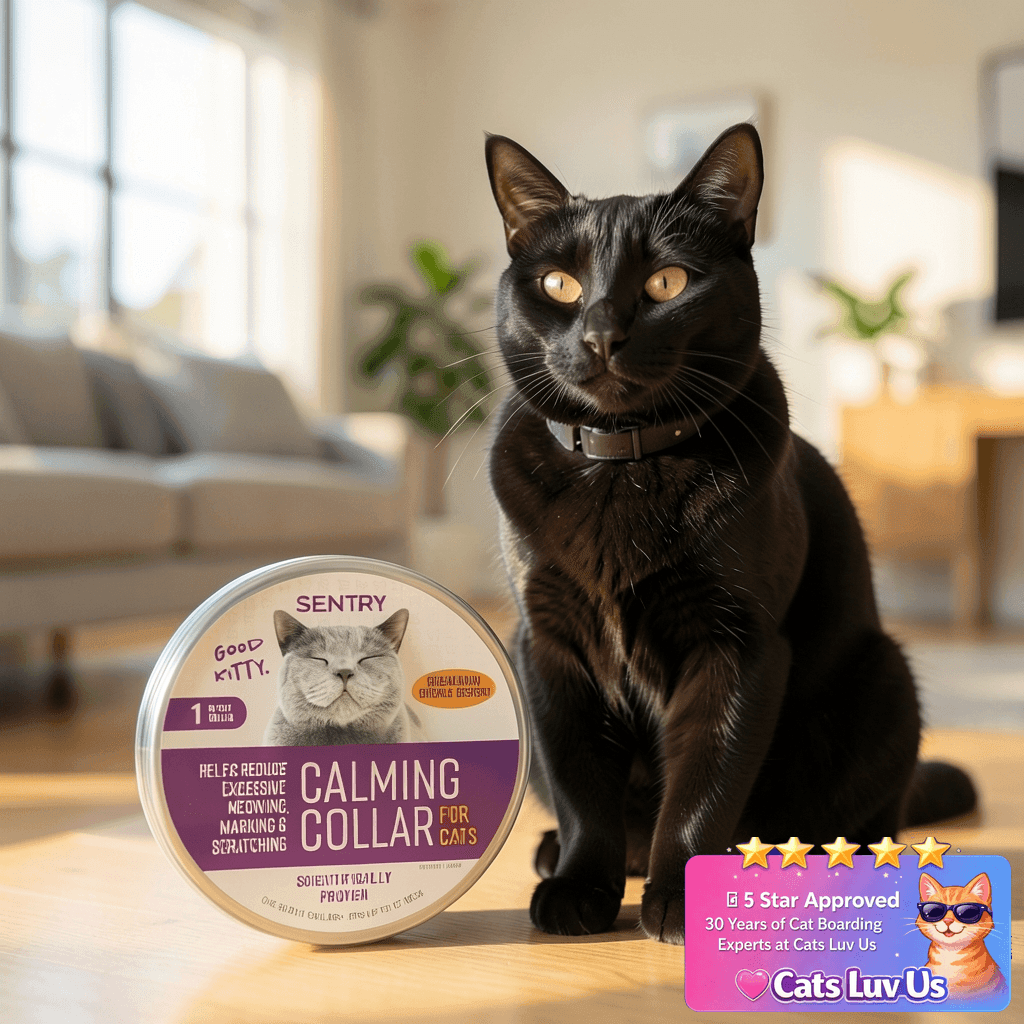 Sentry Calming Collar for Cats with cat - professional product lifestyle photo