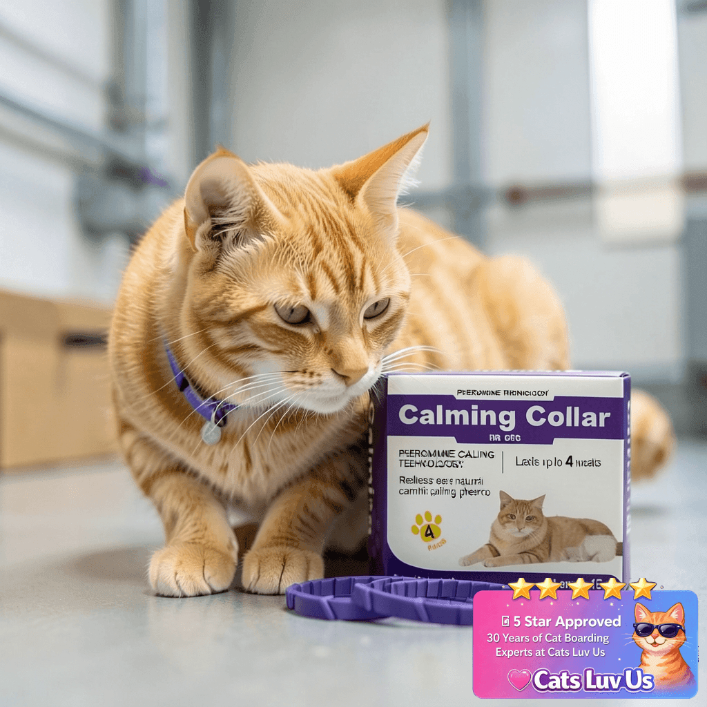 Cat Calming Collar with cat - professional product lifestyle photo