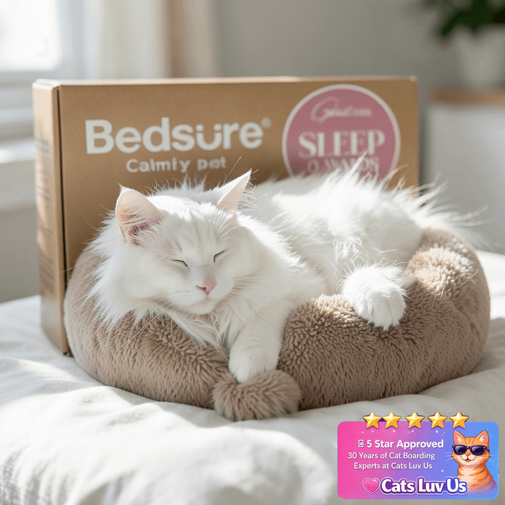Bedsure Calming Cat Beds for Indoor Cats - Small Cat Bed with cat - professional product lifestyle photo