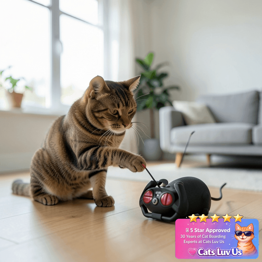 Pixibond Remote Control Rat Mouse Cat Toy Realistic RC Fake with cat - professional product lifestyle photo