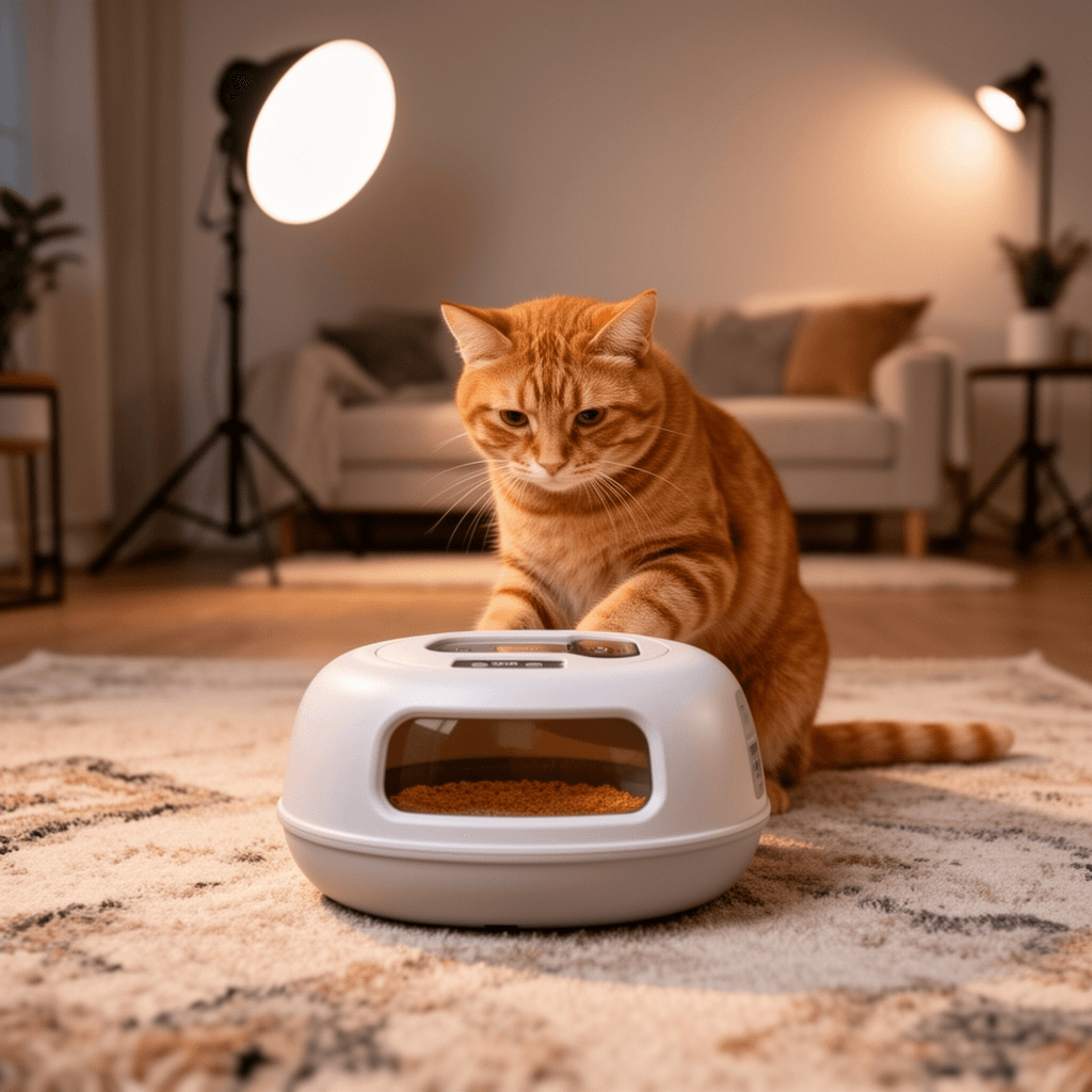 Heated Cat House for Indoor Cats - Cat Warming Bed for with cat - professional product lifestyle photo