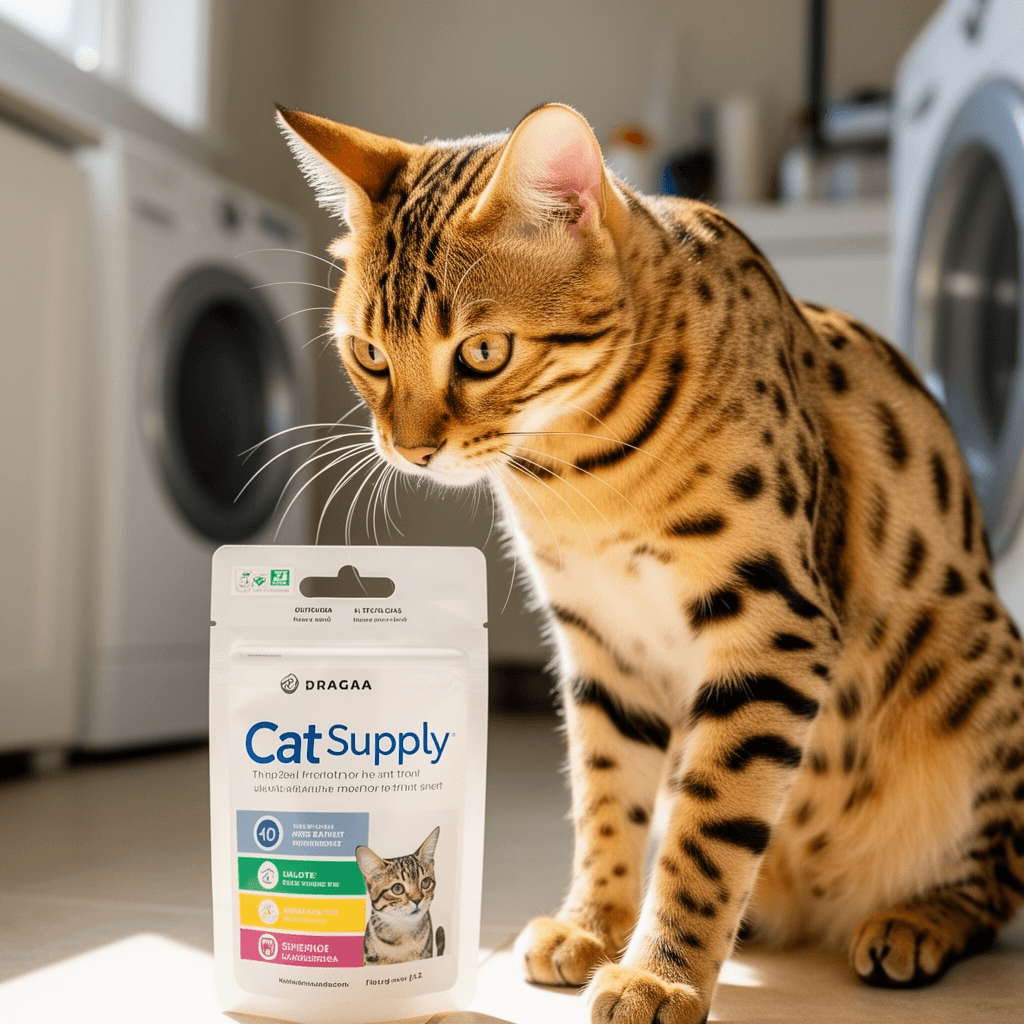 ANWA 40 Count Cat Litter Box Liners for Automatic Cat Litter with cat - professional product lifestyle photo