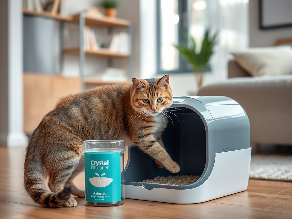 automatic litter box with crystal litter - cat automatic litter box cleaners guide hero image