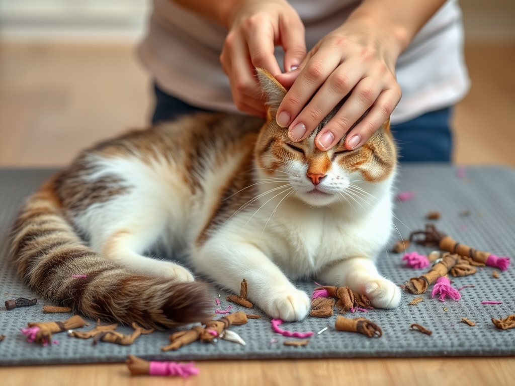 Cat owner reviewing best automatic litter mat for messy cats options for their pet in 2026