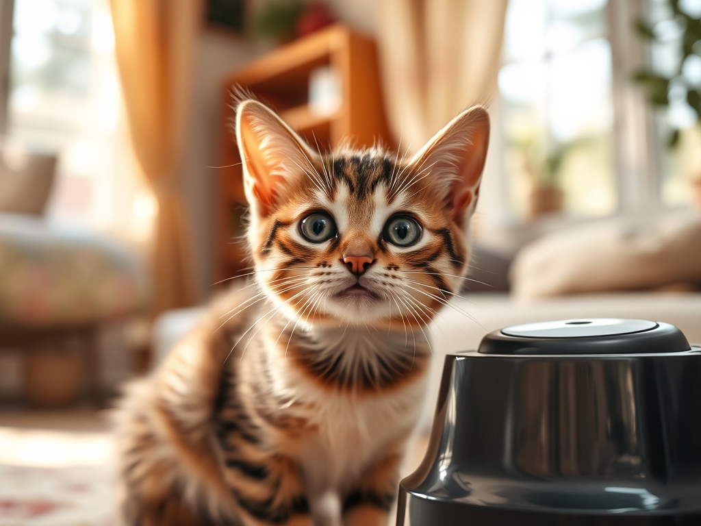 Cat owner reviewing automatic cat feeder with app control options for their pet in 2026