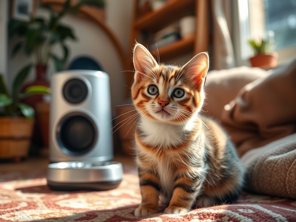 Cat owner reviewing wifi pet feeder reviews for indoor cats options for their pet in 2026