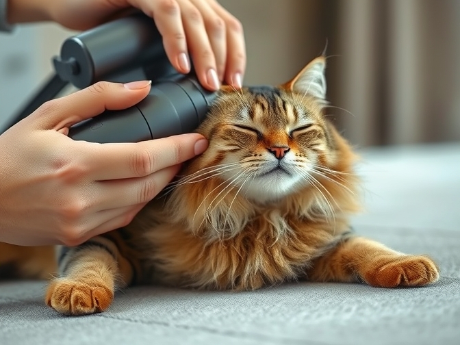 Cat owner reviewing automatic vacuum effectiveness for cat hair removal options for their pet in 2026