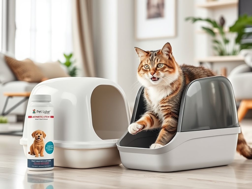 Cat owner reviewing automatic litter box maintenance tips options for their pet in 2026