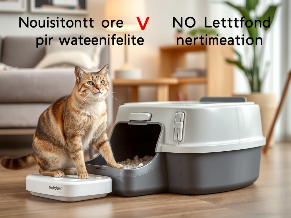 Cat owner reviewing automatic litter box vs traditional options for their pet in 2026