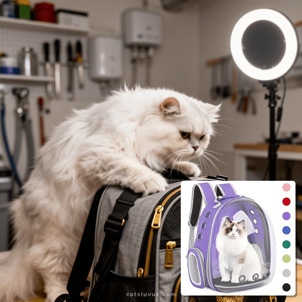 Expandable Cat Backpack Carrier – Airline Approved Pet Carri with cat - professional product lifestyle photo