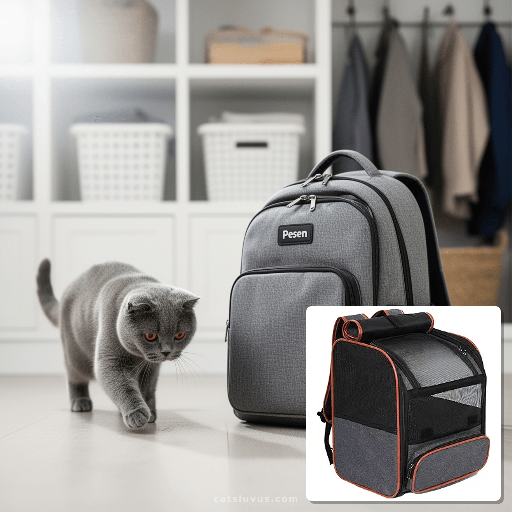 Pesen Cat Backpack Carrier with cat - professional product lifestyle photo