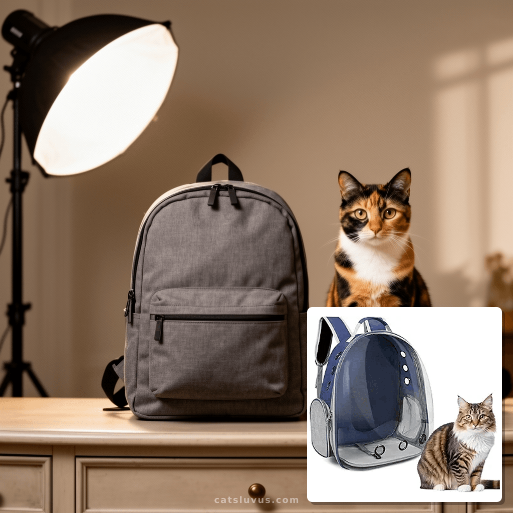 Cat Bubble Backpack with cat - professional product lifestyle photo