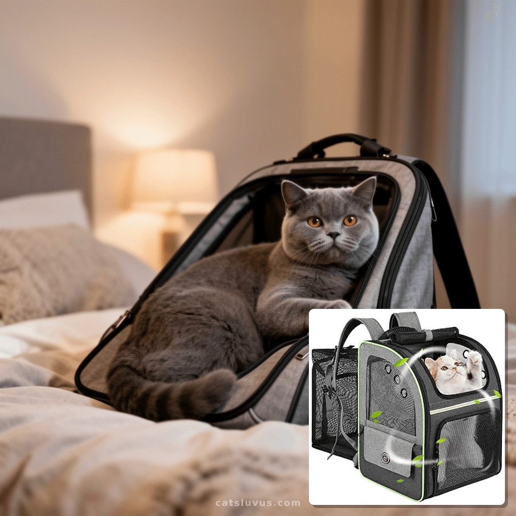 Cat Carrier Backpack with cat - professional product lifestyle photo