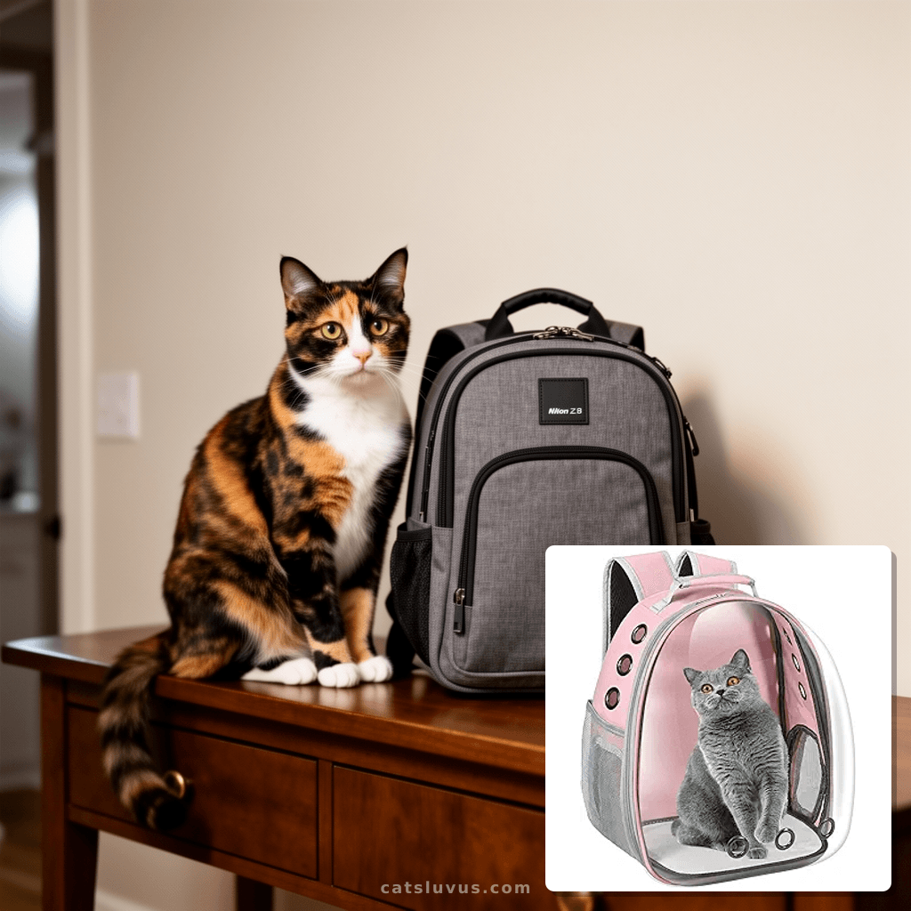 Lollimeow Cat Backpack Carrier with cat - professional product lifestyle photo
