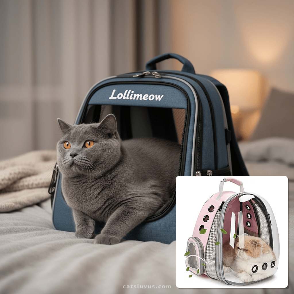 Lollimeow Cat Carrier Backpack with cat - professional product lifestyle photo