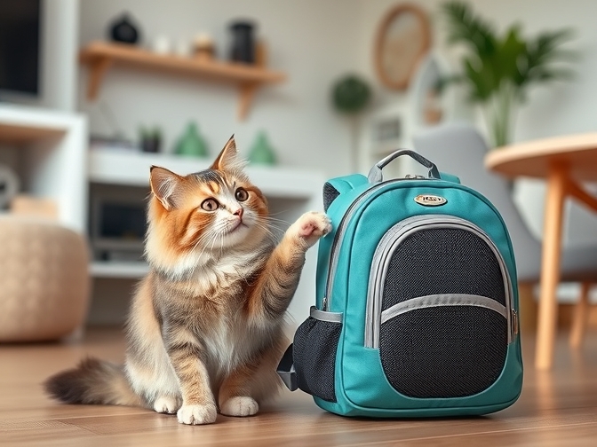 Cat owner reviewing cat backpack cat carrier options for their pet in 2026
