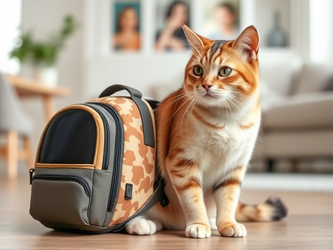 Cat owner reviewing kitty cat backpack carrier options for their pet in 2026