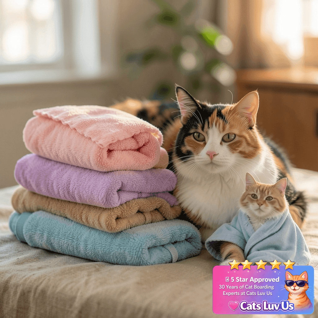 DuckSky 5Pcs Cat Towels Microfiber Pack Bulk with cat - professional product lifestyle photo