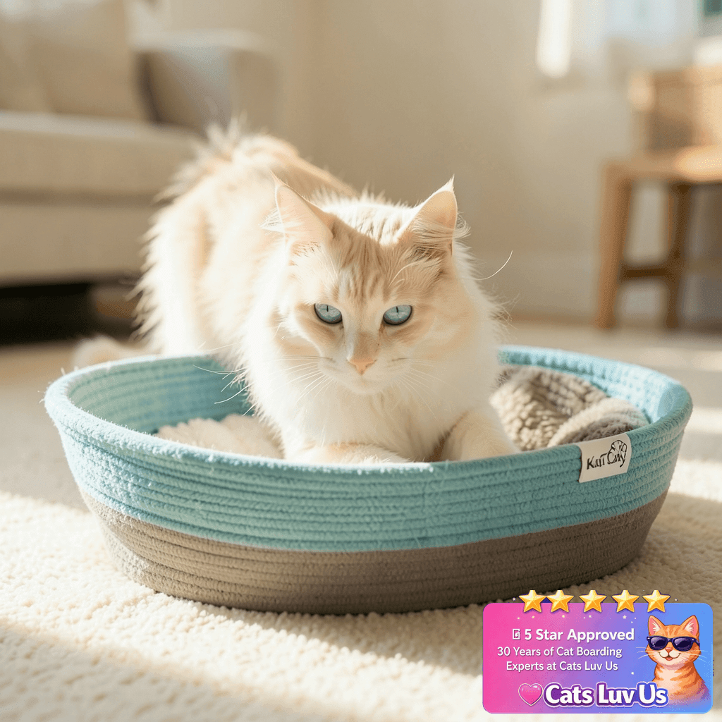 Kitty City Cat Bed with cat - professional product lifestyle photo