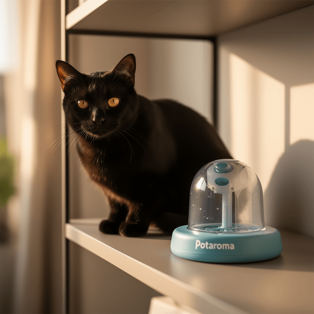 Potaroma Cat Toys 3in1 Automatic Interactive Kitten Toy with cat - professional product lifestyle photo