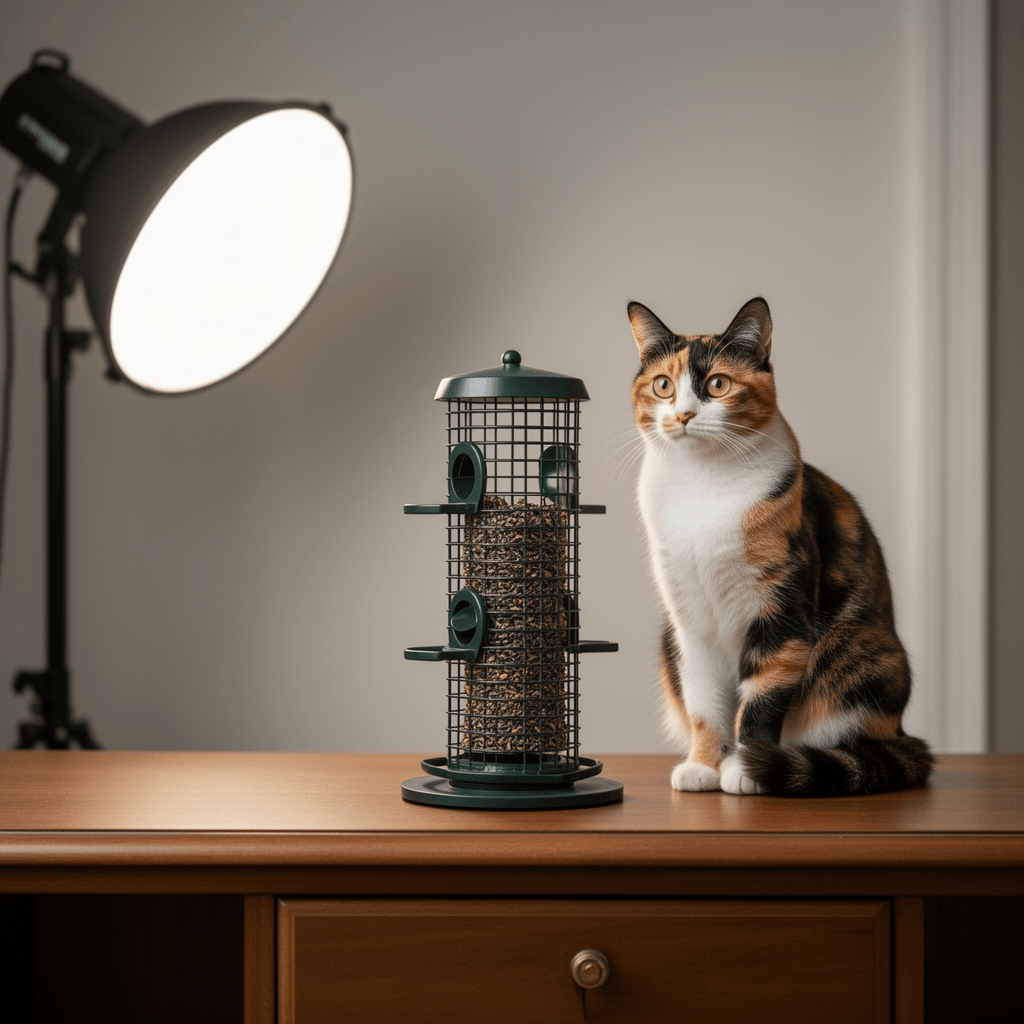 LBTING Bird Feeder for Outdoor with cat - professional product lifestyle photo