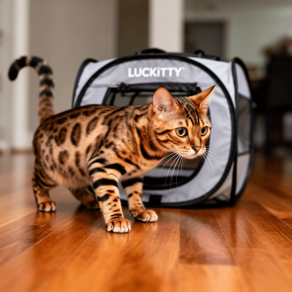 LUCKITTY Portable Cat Enclosure - 2-in-1 Outdoor Catio with with cat - professional product lifestyle photo