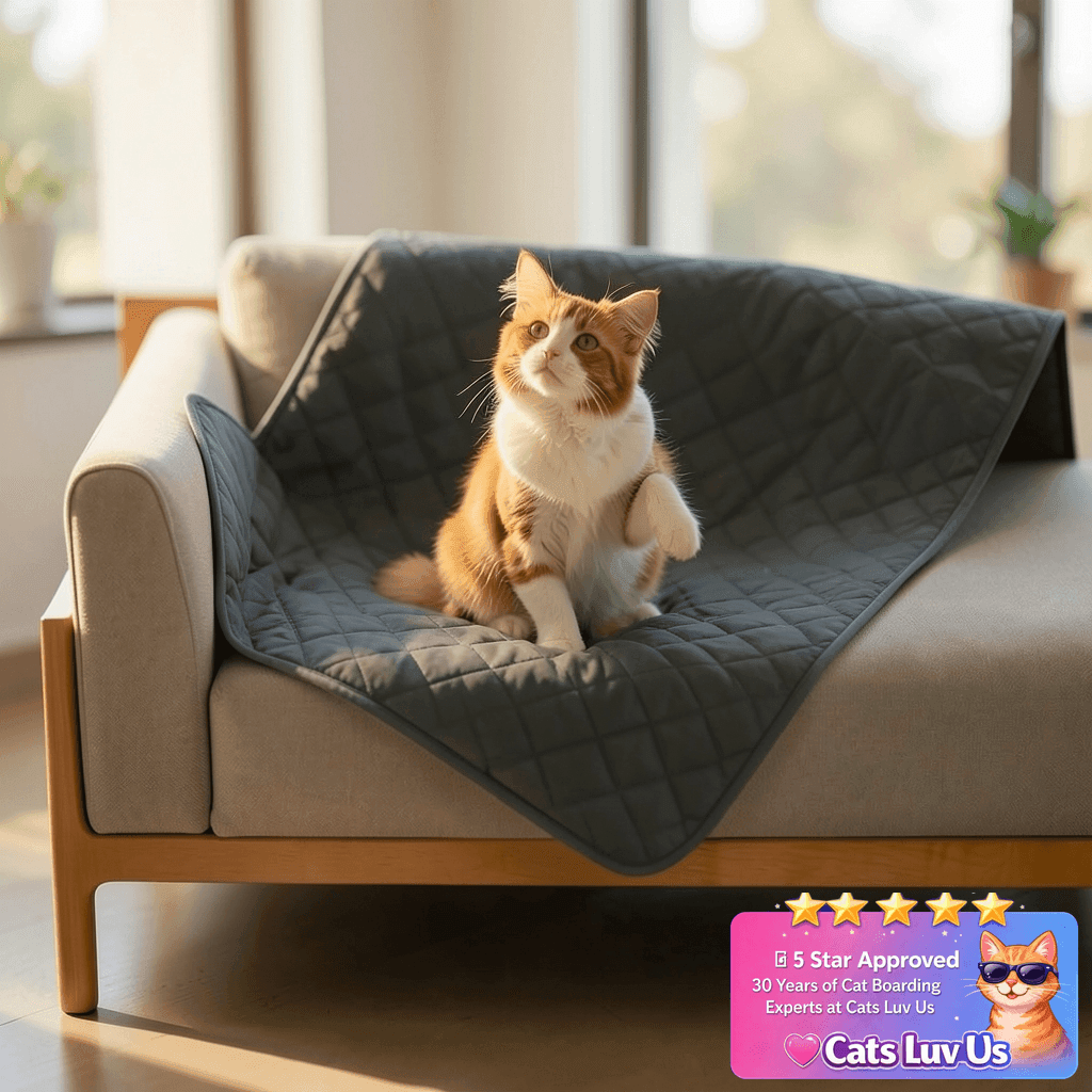 Comsmart Waterproof Couch Cover Dog Cat Blanket with cat - professional product lifestyle photo
