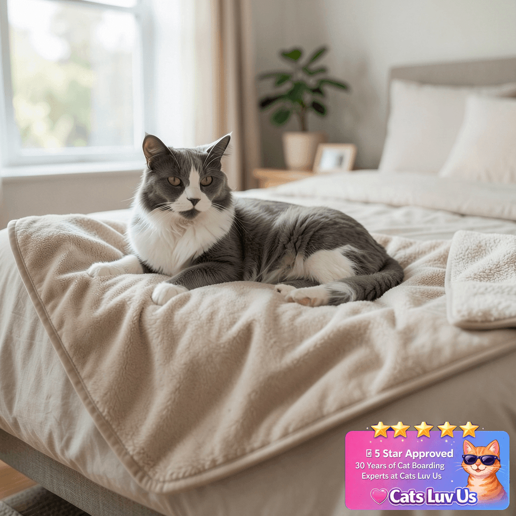 Bedsure Cat Blanket for Indoor Cats - Waterproof Calming Cat with cat - professional product lifestyle photo
