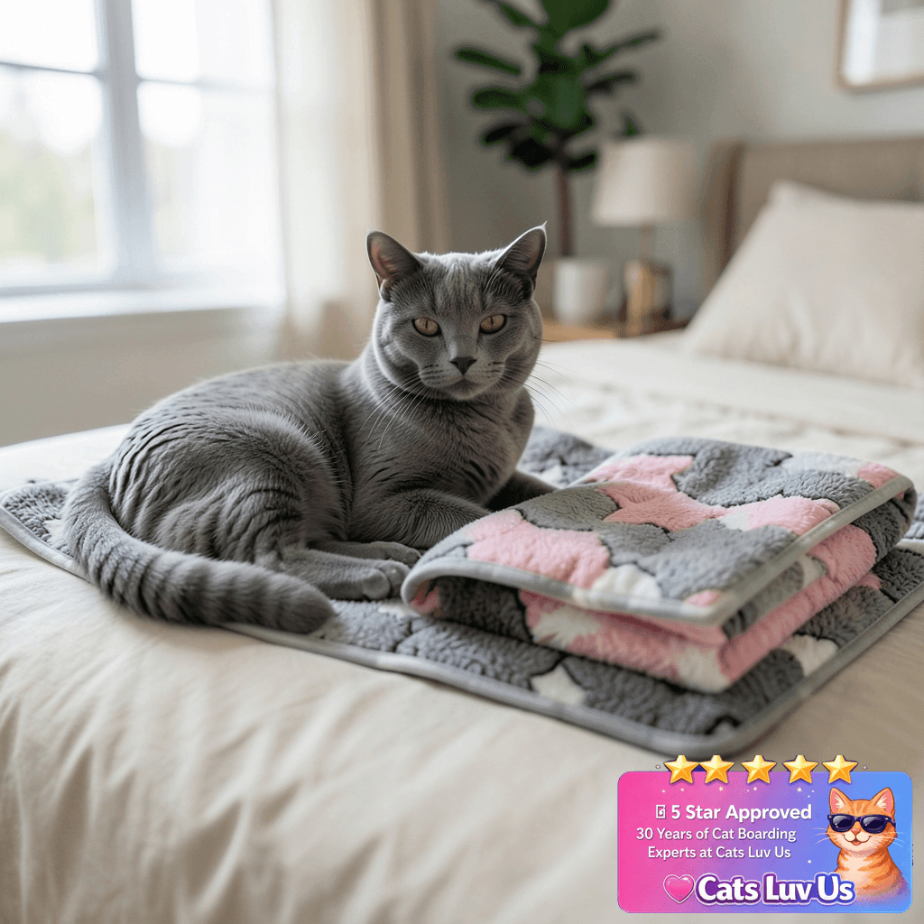 Tranqun 4 Pcs Waterproof Dog Blankets 24 x 16 Inch Washable with cat - professional product lifestyle photo