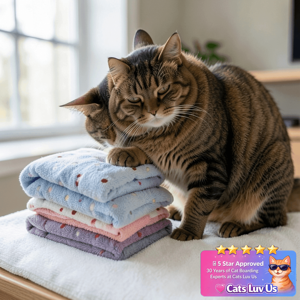 1 Pack 6 Blankets Dog Cat Soft Fluffy Fleece Pet Blanket with cat - professional product lifestyle photo