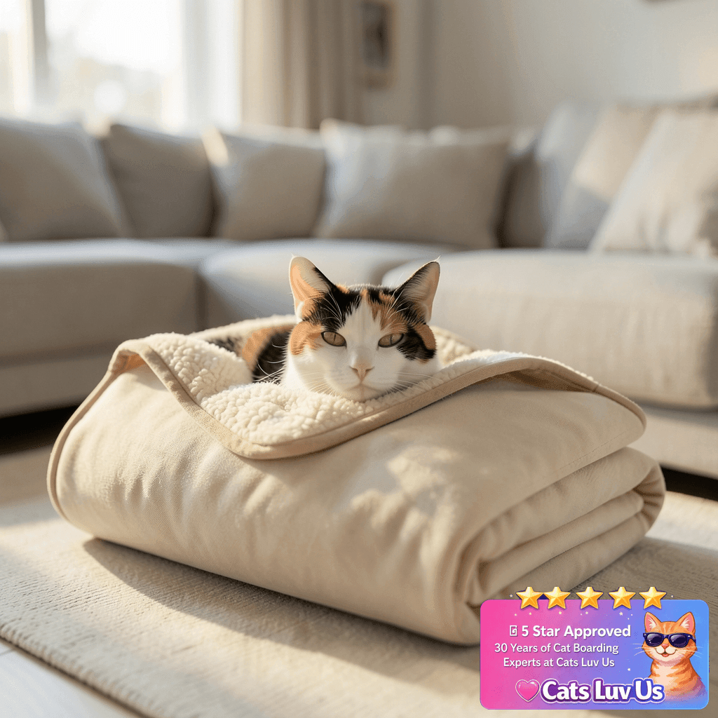 Bedsure Cat Blanket for Indoor Cats - Waterproof Calming Cat with cat - professional product lifestyle photo