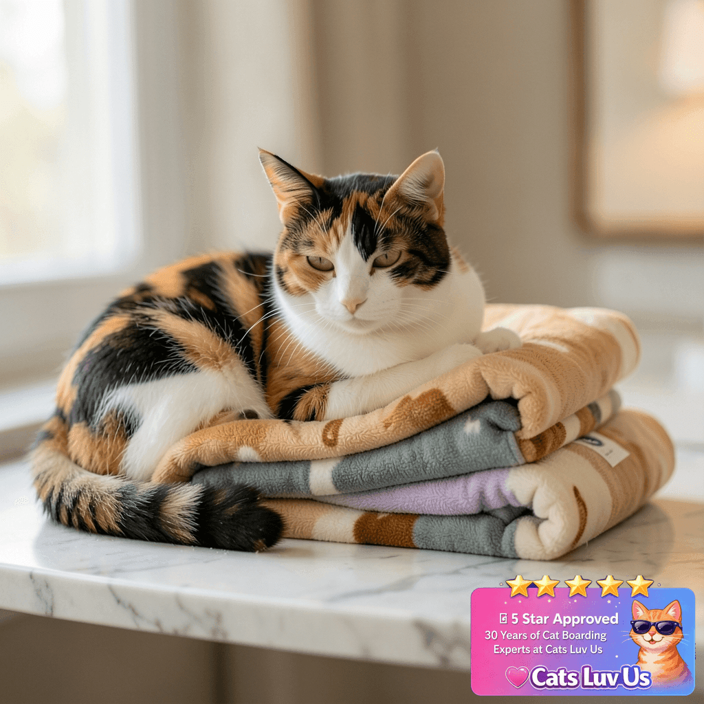 Luciphia 1 Pack 3 Cat Printed Fleece Pet Blankets Washable， with cat - professional product lifestyle photo