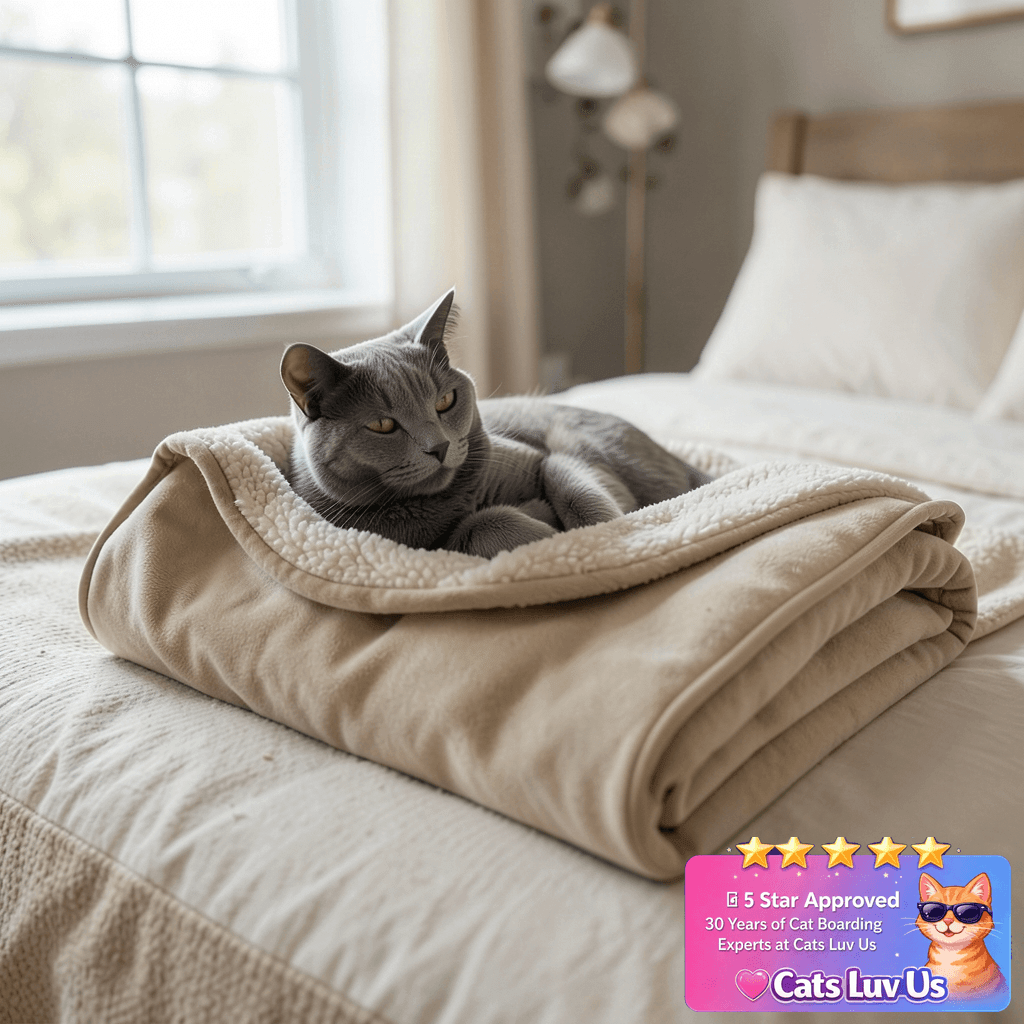 Bedsure Cat Blanket for Indoor Cats - Waterproof Calming Cat with cat - professional product lifestyle photo