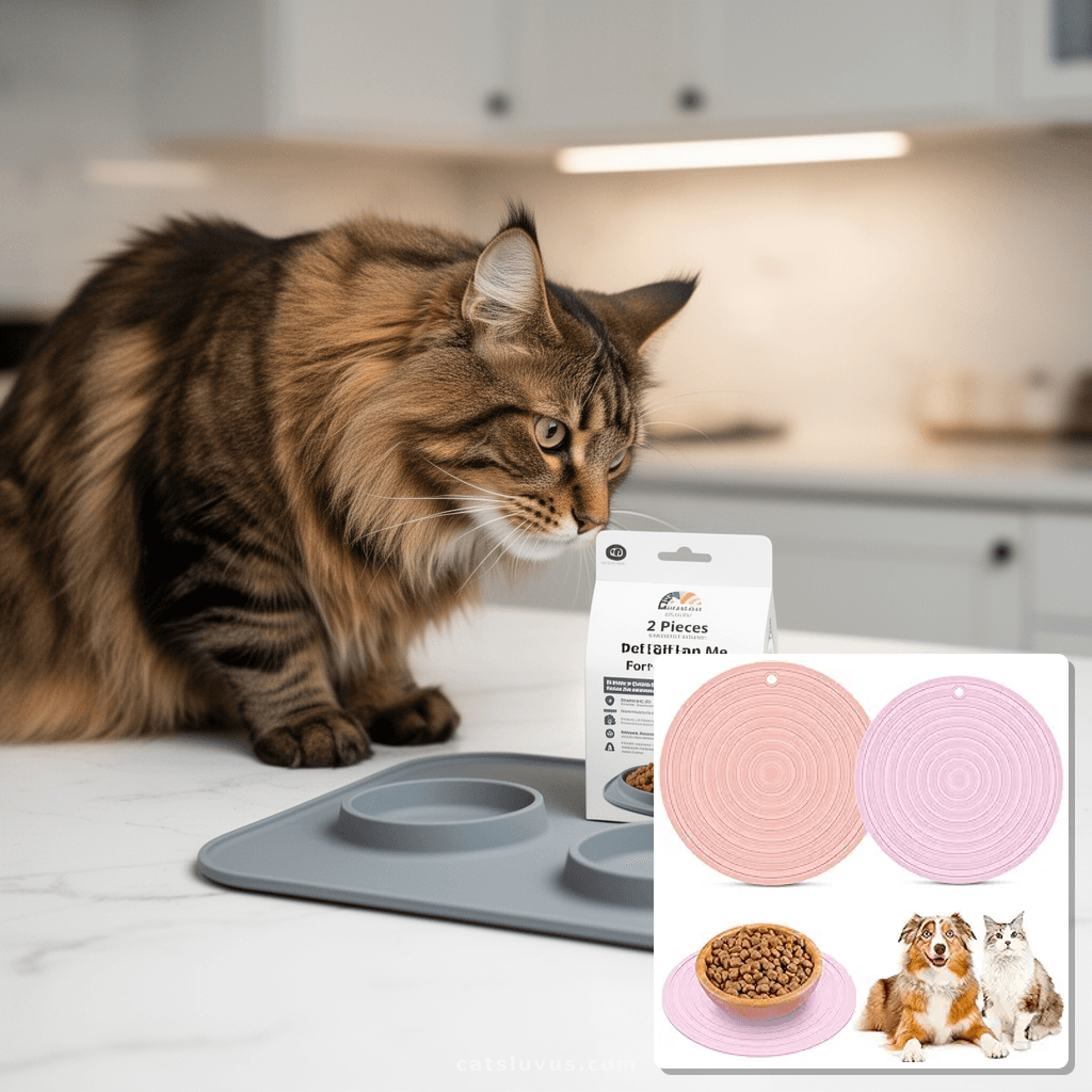 2 Pieces Silicone Pet Food Mat Pet Feeding Mat for Dog and C with cat - professional product lifestyle photo