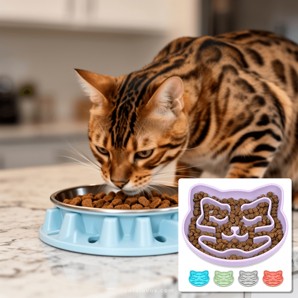 Snuggli Slow Feeder Cat Bowl | Cat Puzzle Feeder for Slow Ea with cat - professional product lifestyle photo