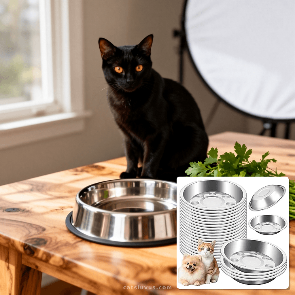 Cat Bowls with cat - professional product lifestyle photo