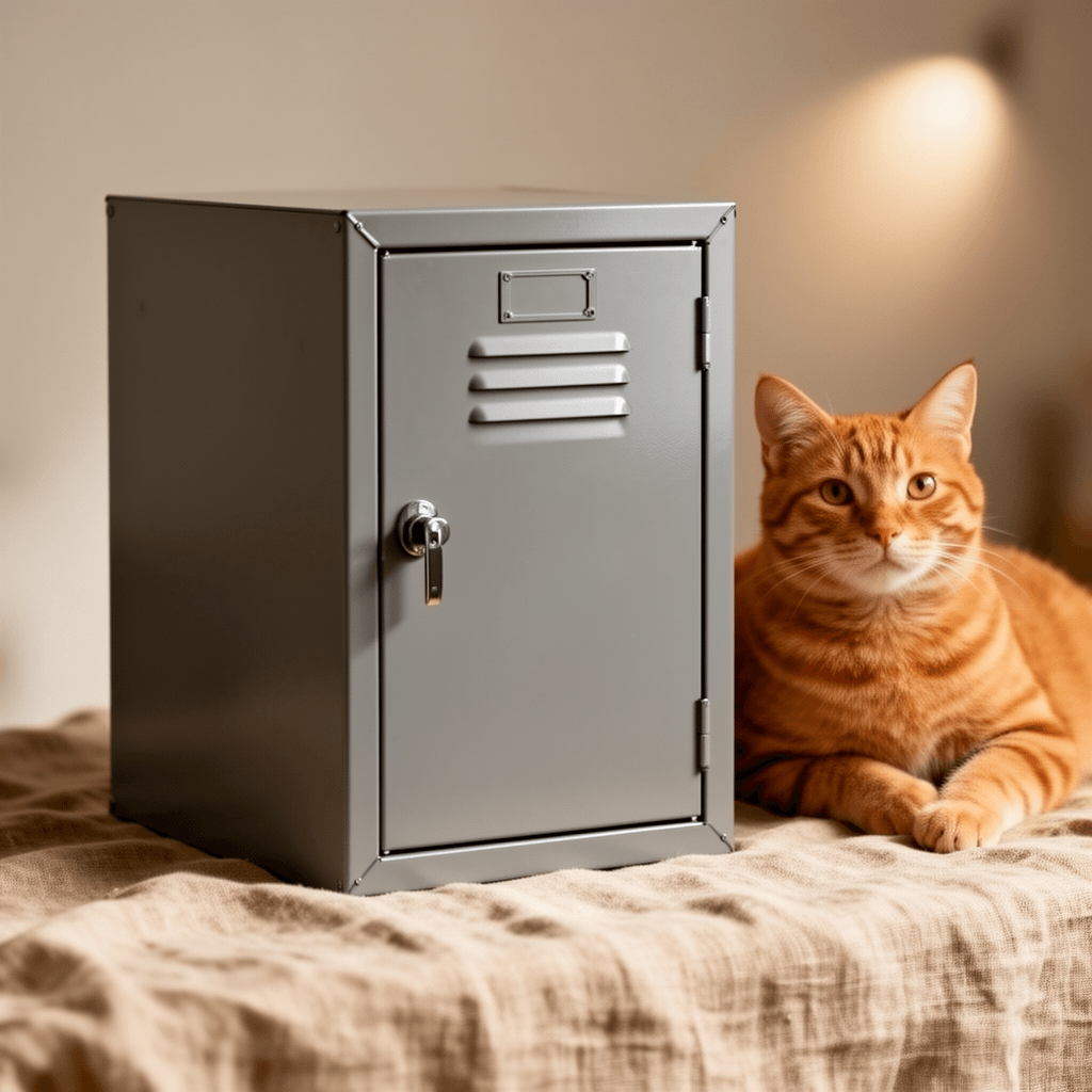 24.4" H Metal Locker Storage Cabinet with 1 Doors with cat - professional product lifestyle photo