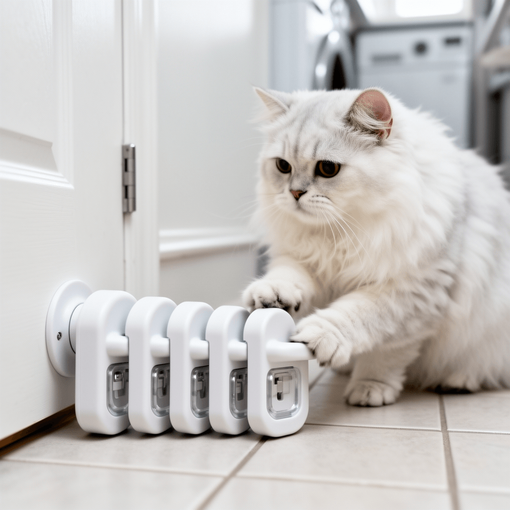 6-Pack Door Handle Baby Proof – Child Proof Door Lever Lock with cat - professional product lifestyle photo