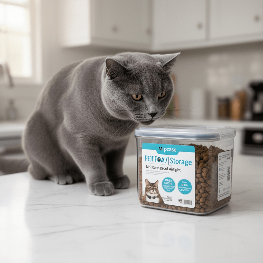 Mipcase Pet Food Storage Container Moisture-proof Airtight with cat - professional product lifestyle photo