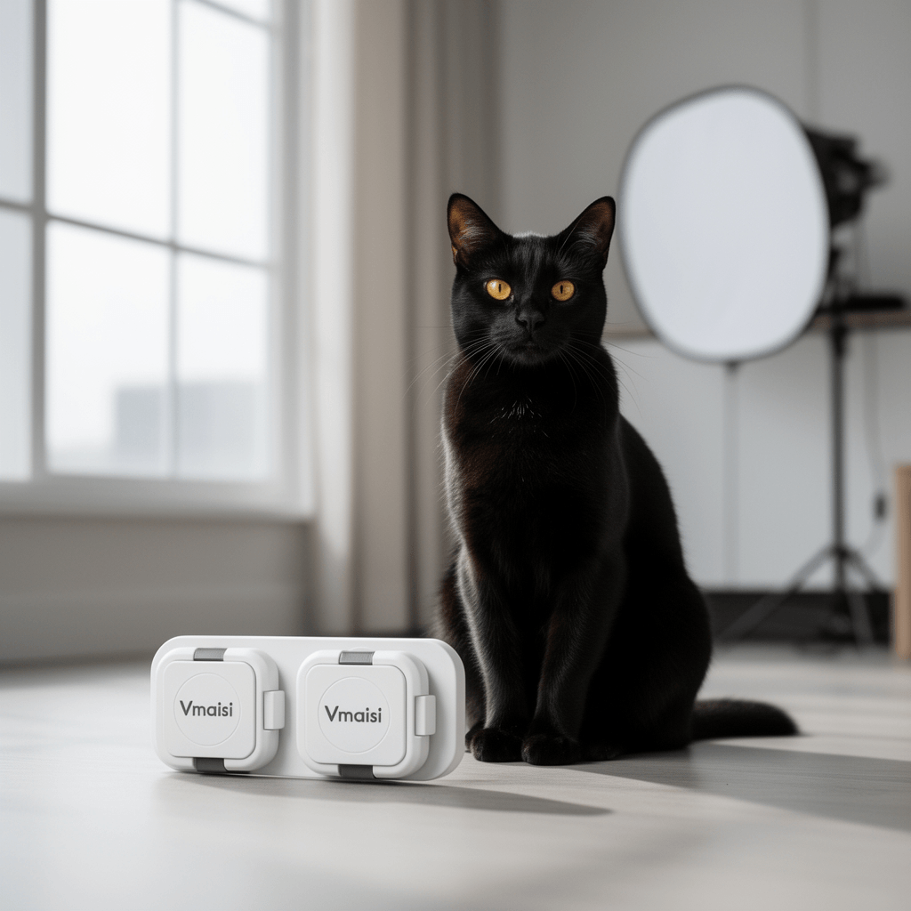 Vmaisi Magnetic Cabinet Locks for Babies (Stardand with cat - professional product lifestyle photo